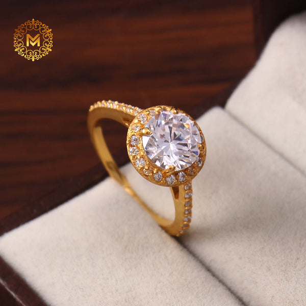 Mehniya's 18K Gold Plated Halo Engagement Ring | Made in 925 Pure Silver