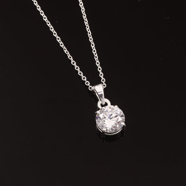Diamond Solitaire 925 Silver Pendant
